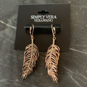 NEW! Simply Vera Vera Wang Rose Gold Feather Earrings